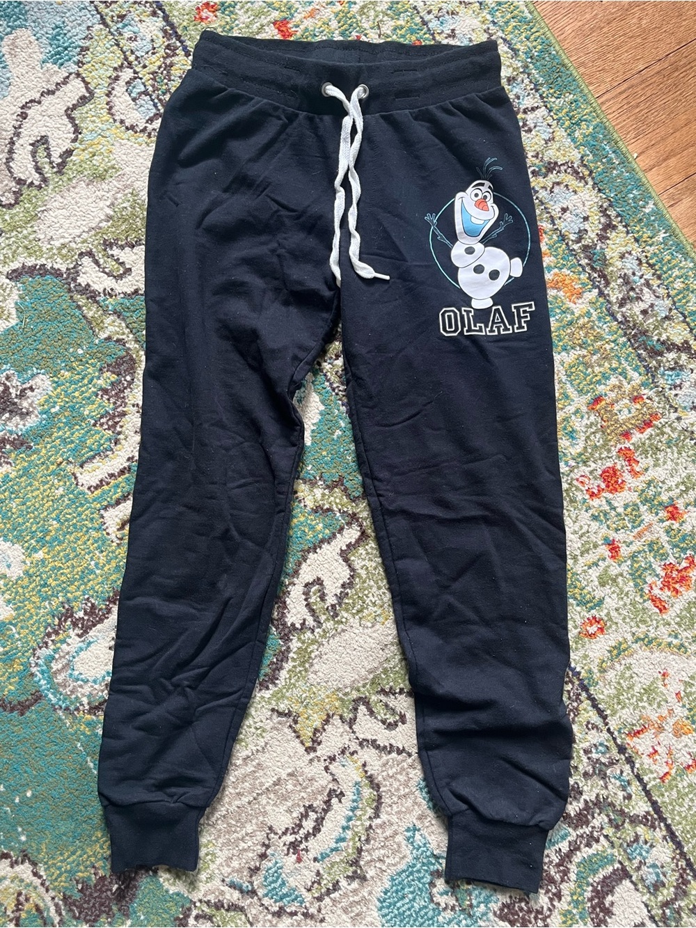 Disney Black Olaf Jogger Pants with White Drawstring